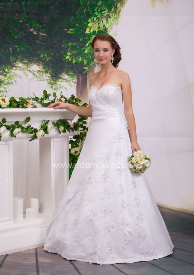 Свадебное платье  одностор. драпировка гипюр с вырезом 260Н 1