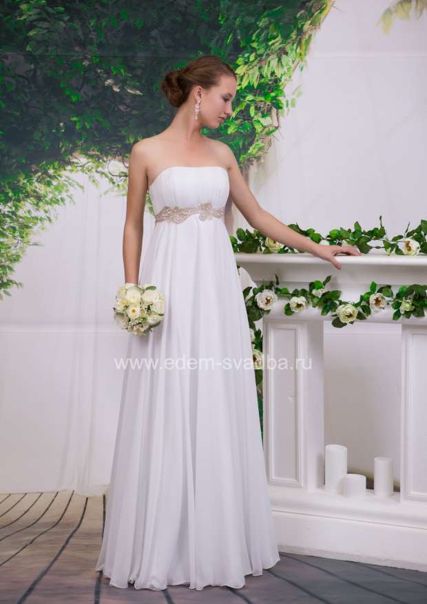 Свадебное платье  Ампир стразовая дорожка Н-корсет 1