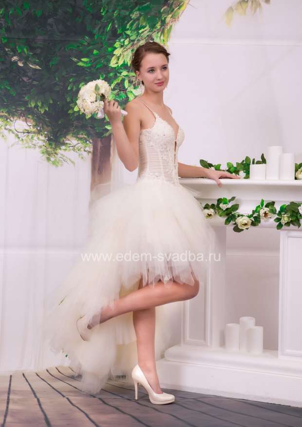 Свадебное платье  8798 Клумба- платочки код175 шлейф 1