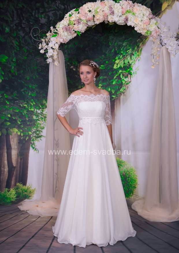 Свадебное платье  Вертикальные складки с вырезом Н 190 1