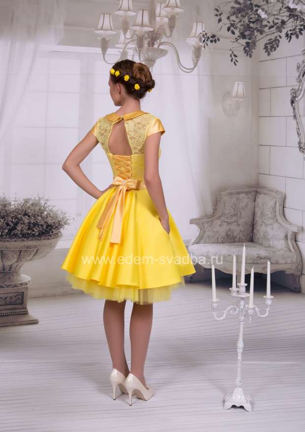 Вечернее платье  Полина-пачка воротник желтый 2