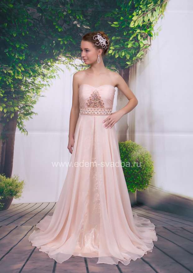 Вечернее платье  Л/FC 12514 пастельно-розовый 1