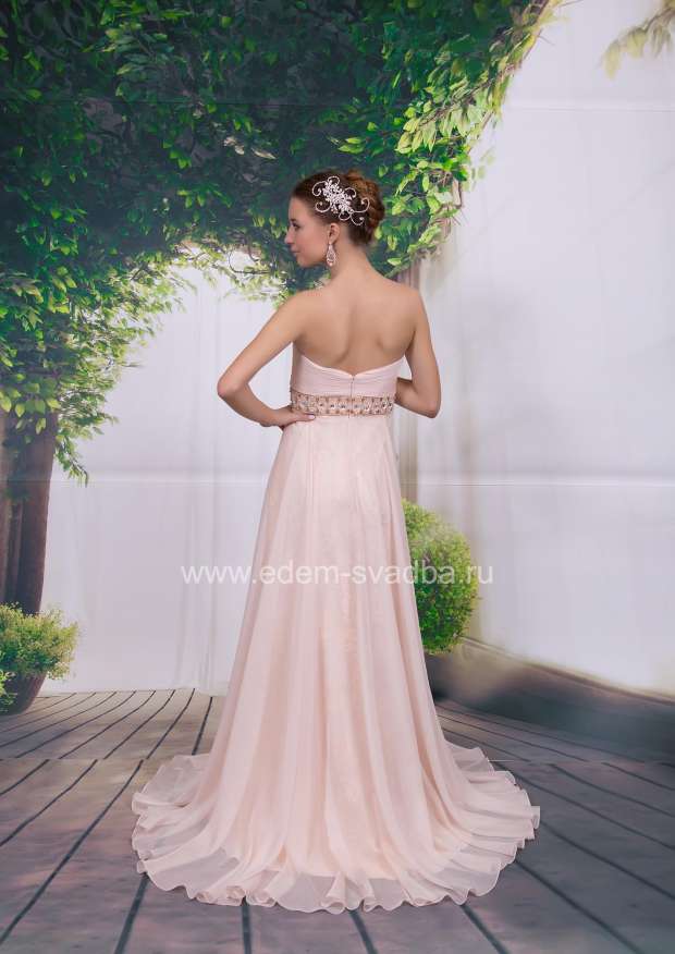 Вечерние платья , Артикул: Л/FC 12514 пастельно-розовый