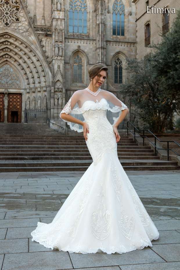 Свадебное платье La Petra Efimiya с болеро с шлейфом 1