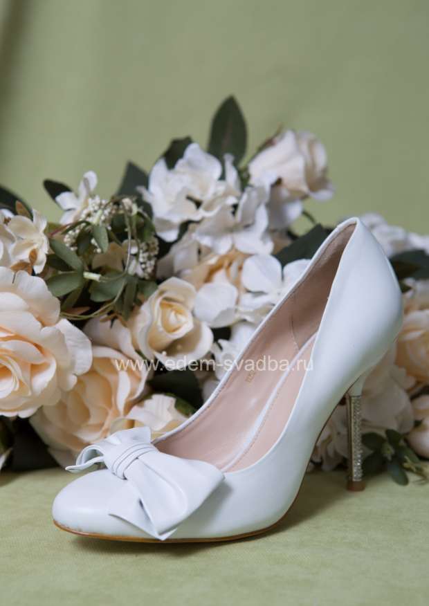 Аксессуар для невесты Fiancee Свадебные туфли с бантом E052-A301 белые 1