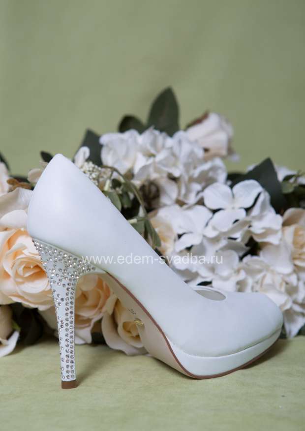 Аксессуар для невесты BLOSSEM Свадебные туфли на высоком каблуке и платформе с открытым мысом NP100062LX-139 белые 1