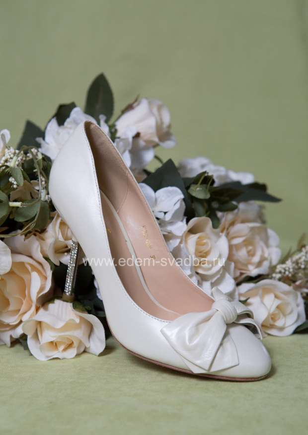 Аксессуар для невесты Elena Chezelle Свадебные туфли с бантом FI052-A301 белые 1