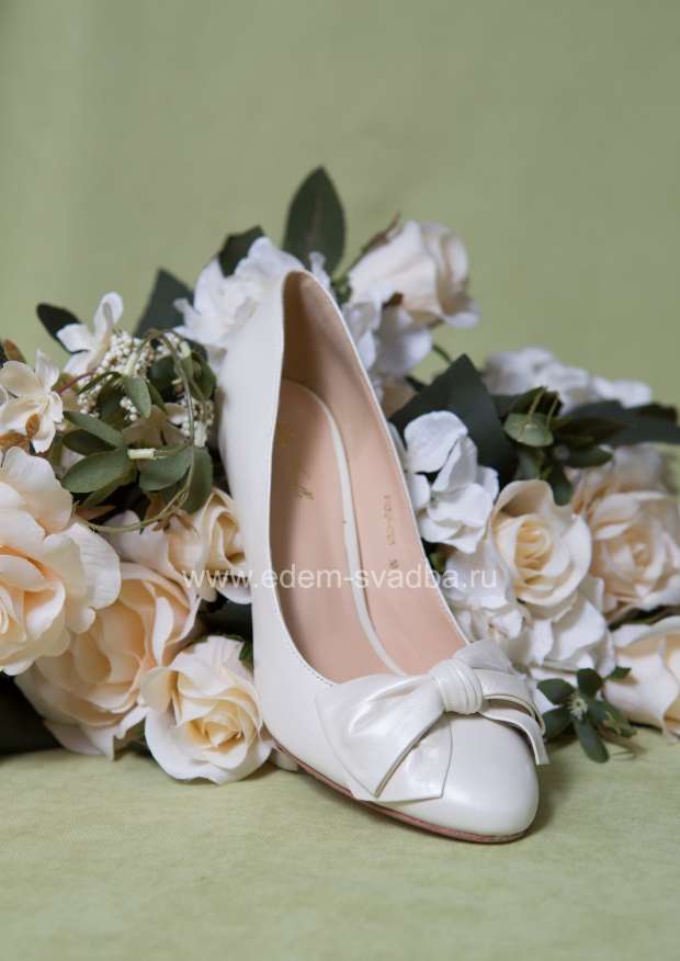 Аксессуар для невесты Elena Chezelle Свадебные туфли с бантом FI052-A301 белые 2