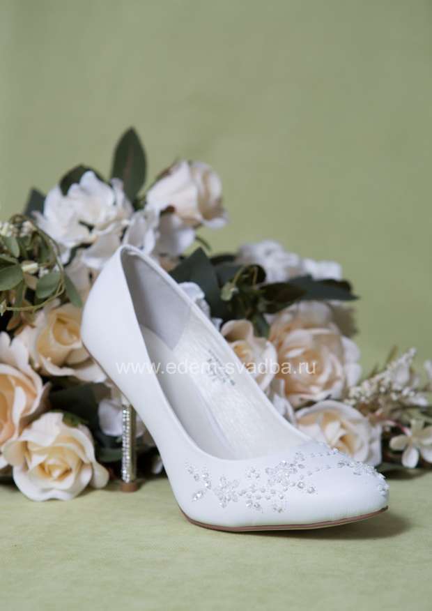 Аксессуар для невесты BLOSSEM Свадебные туфли металлический стразовый каблук NP097051HJ-40 белые 1