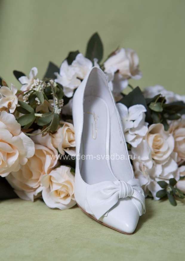Аксессуар для невесты Fiancee Свадебные туфли с бантом FI028-E301 белые 1