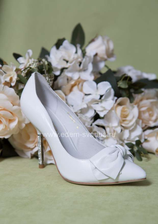 Аксессуар для невесты Fiancee Свадебные туфли с бантом FI028-E301 белые 2