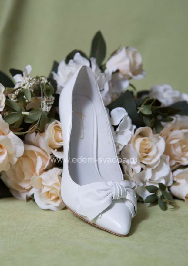 Аксессуар для невесты Fiancee Свадебные туфли с бантом FI028-E301 белые 3