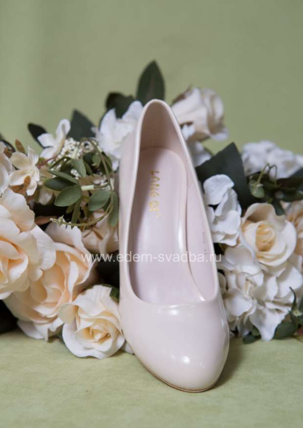 Аксессуар для невесты LANG QI Свадебные туфли на невысоком каблуке G-002 бежевые 2
