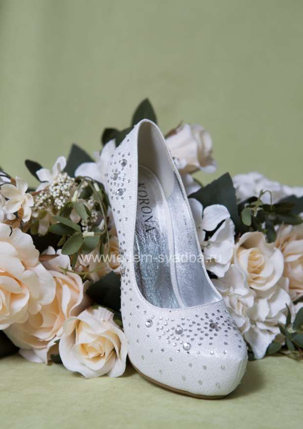 Аксессуар для невесты KORONA Свадебные туфли-лабутены P963-E2304-1 серебристая парча со стразами 2