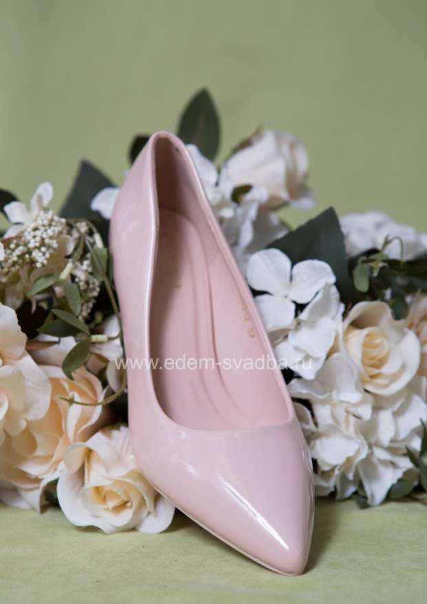 Аксессуар для невесты ELENA Туфли-лодочки на среднем каблуке CM912 пудровые(лак) 2