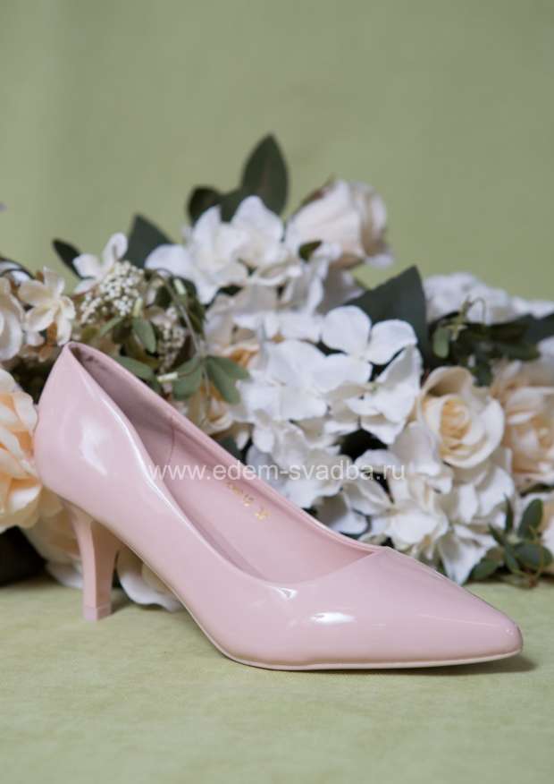 Аксессуар для невесты ELENA Туфли-лодочки на среднем каблуке CM912 пудровые(лак) 3