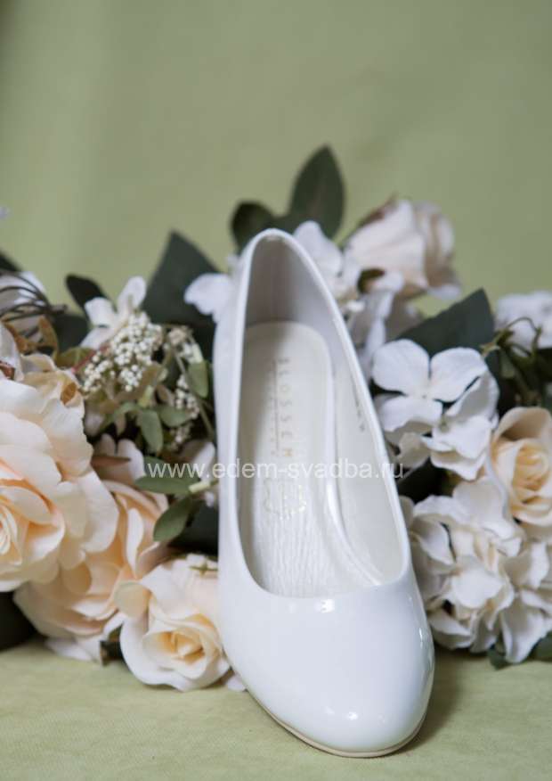 Аксессуар для невесты BLOSSEM Свадебные туфли на невысоком утолщенном каблуке NP065368-01 белые(лак) 2