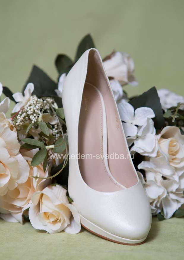 Аксессуар для невесты Fiancee Свадебные туфли на платформе и высоком каблуке E075-A54 белые Fiancee 2