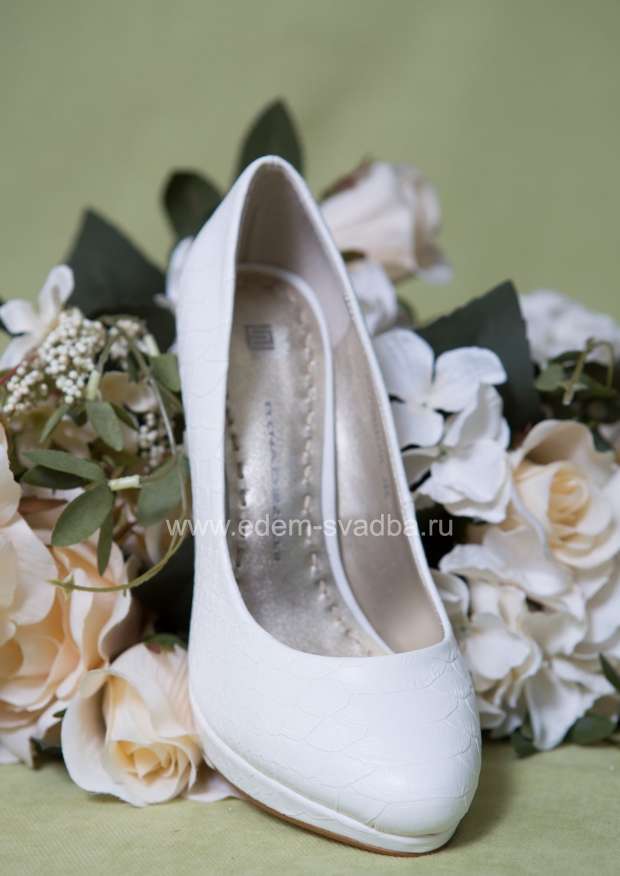 Аксессуар для невесты Elena Chezelle Туфли на высоком каблуке со стразами и платформе B077C08-BAC-MM молочные-рептилия 2