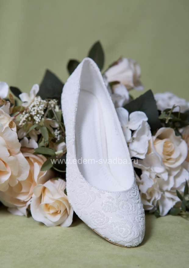 Аксессуар для невесты LOUISA PEERESS Свадебные туфли на среднем каблуке 753-05 (2258) молочные с обсыпкой 2