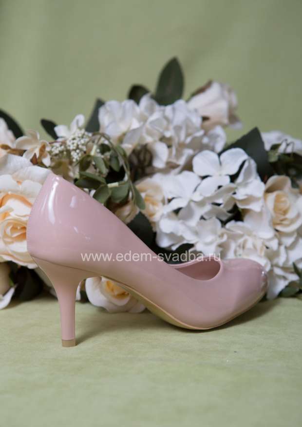 Аксессуар для невесты LANG QI Свадебные туфли на невысоком каблуке G-008 пудровые(лак) 1