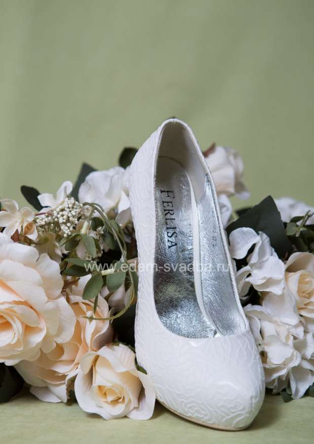 Аксессуар для невесты FERLISA Свадебные туфли-лабутены P963GX930 молочные с тиснением 2
