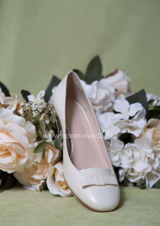 Аксессуар для невесты Fiancee Туфли свадебные на низком квадратном каблуке E234-B101 бежевые 2