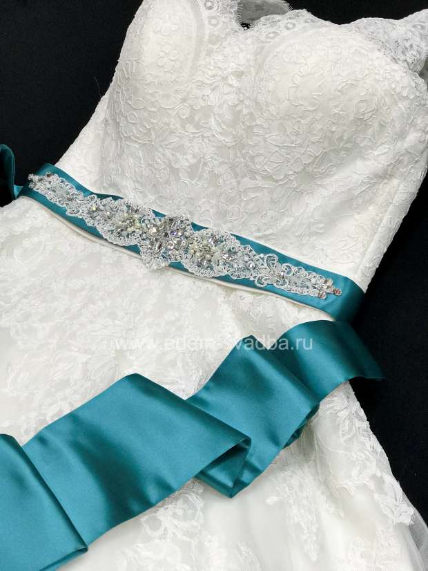 Аксессуар для невесты  Пояс к платью атлас с декором 1