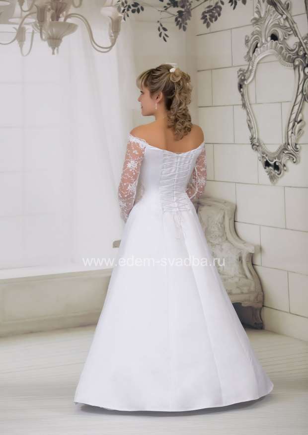 Свадебное платье  6609 двустор. драпировка длинный рукав 2