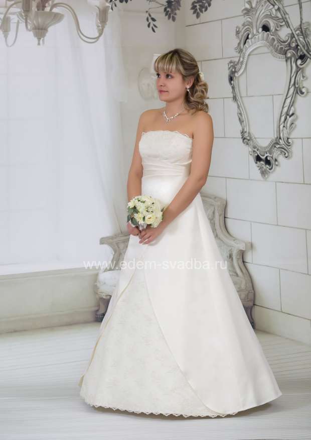 Свадебное платье  6683 двустор. драпировка Н160 гипюр 1