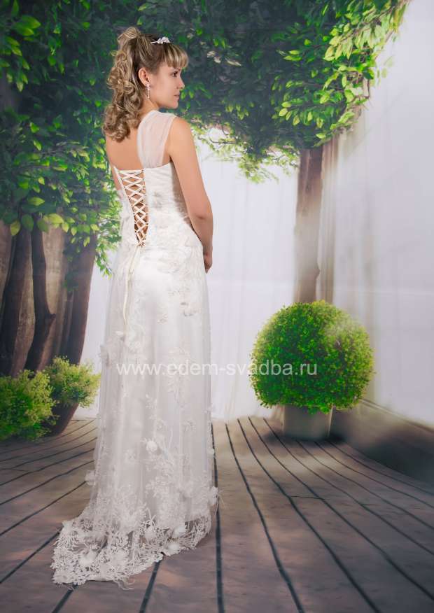 Свадебное платье  3410 Милана шлейф (шАРМЕЛЬ) 2