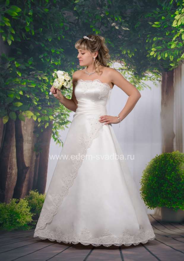 Свадебное платье  3476 одностор. драпировка сваровски Н120 1