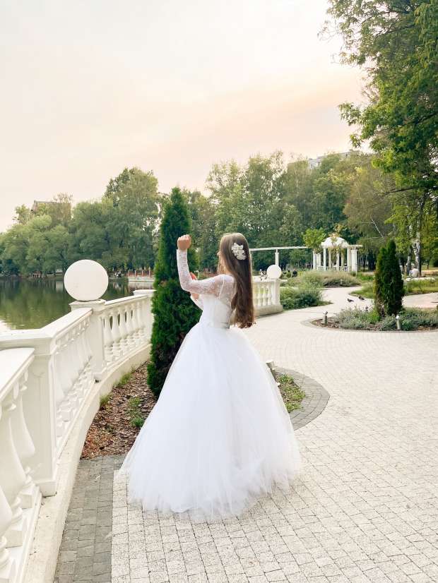Свадебное платье  Шантилье длинный рукав 2