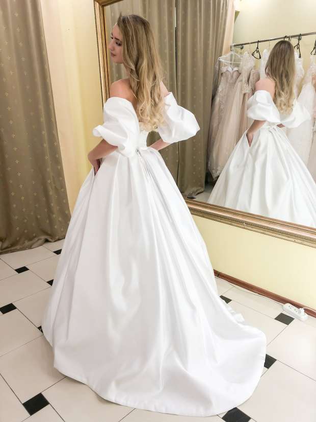 Свадебные платья , Артикул: Беатриса с атласными рукавами