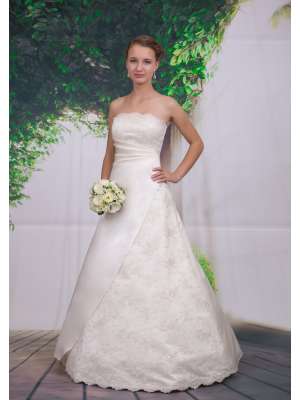 Свадебное платье, Артикул: 6628 одностор. драпировка гипюр 165/Н