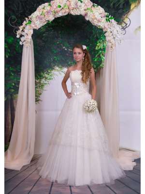 Свадебное платье, Артикул: Анжелика арт.225/V гипюр жемчужина