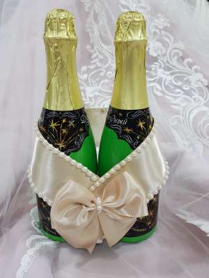 Свадебные аксессуары Украшение на шампанское, Артикул: 125913 Жемчужная ваниль
