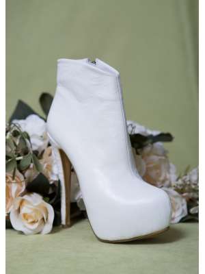 Аксессуары для невесты Свадебные туфли, Артикул: Ботильоны-лабутены X5012-F1927 белые с тиснением