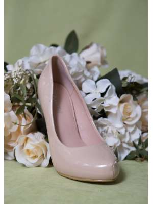 Аксессуары для невесты Свадебные туфли, Артикул: Туфли на высоком утолщенном каблуке B-66 бежевые-лак
