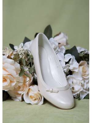 Аксессуары для невесты Свадебные туфли, Артикул: Свадебные туфли на низком каблуке с бантиком NP055194-4 бежевые