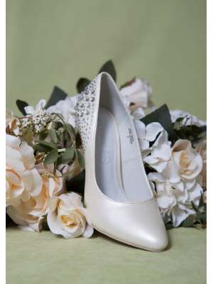 Аксессуары для невесты Свадебные туфли, Артикул: Туфли-лодочки на высоком каблуке со стразовым декором EV12004 бежевые