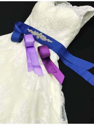 Аксессуары для невесты Пояса, Артикул: Пояс из репсовой ленты с декором фиолетовый сиреневый синий