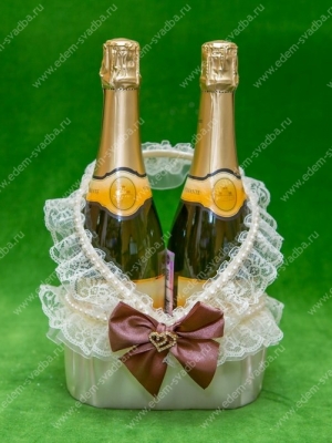 Свадебные аксессуары Украшение на шампанское, Артикул: 1736 Корзиночка Бантик