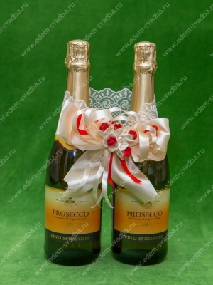Свадебные аксессуары Украшение на шампанское, Артикул: 1746 Желаем счастья