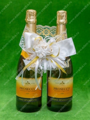 Свадебные аксессуары Украшение на шампанское, Артикул: 1751 Желаем счастья