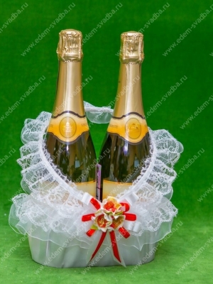 Свадебные аксессуары Украшение на шампанское, Артикул: 1792 Корзиночка Бутоньерка
