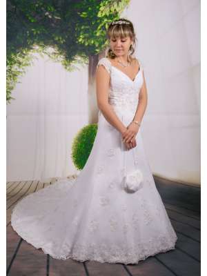 Свадебные платья А силуэт, Артикул: 3435 10V 7141/450 со шлейфом+сумочка+палантин